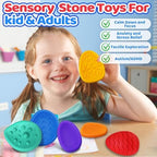 Sensory Fidget Toys for Kids Adults 24 PC Silicone Worry Stone Travel Toy for Autism ADHD Teens Calm Down Quiet Anxiety Fidgets for Classroom Stress Toy Christmas Stocking Stuffer Gift for Kid (24PC)