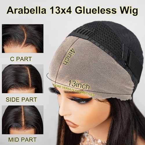 Arabella Glueless Lace Front Wigs Human Hair 13x4 Tiny Knots Real Pre Bleached Body Wave Wigs Human Hair 210% Density Upgraded Body Wave(20inch, 13x4 Body Wave Wig)