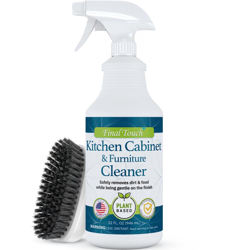 Kitchen Cabinet Cleaner - Plant Based Cleaner Solution, Safe on Paint and Wood, Safe for Daily Use, No Residue, Eco-Friendly, Approved by Cabinet Finish Specialists - 32oz by Final Touch