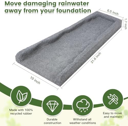 3 Pack Rubber Downspout Splash Block Rain Gutter Down Spout Drain Trays Gray