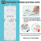 Full Body Bath Pillow, Bath Pillows for tub with Mesh Washing Bag & 21 Non-Slip Suction Cups, Spa Bathtub Pillow for Head Neck Shoulder and Back Support - 5D Air Mesh & Quick Drying