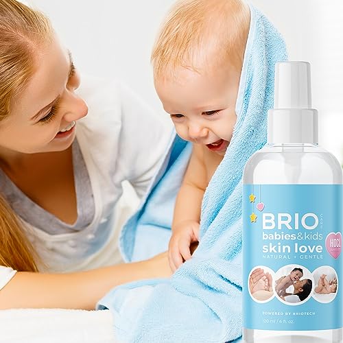 BRIOTECH Babies & Kids Skin Love, Soothing Hypochlorous Acid Spray, Pure HOCl for Sensitive Skin, Calm Redness & Bumps, Support Against Diaper Irritation, Gentle & Vegan, 4 fl oz