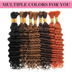 Blonde Braiding Hair 100g 20 Inch Human Braiding Hair Deep Water Wave Bulk Human Hair for Braiding Brazilian Human Braiding Hair for Boho Braids Color 30