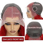 Red Lace Front Wigs Human Hair 200% Density Red Wig Human Hair 13X4 Red Body Wave Lace Front Wig Human Hair Pre Plucked HD Lace Frontal Wig Red Human Hair Lace Front Wigs 34 Inch