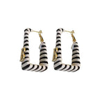 TOPATU Designer Earrings for Women - Alloy Letter B - Clip-on Stud Earrings - Black and White