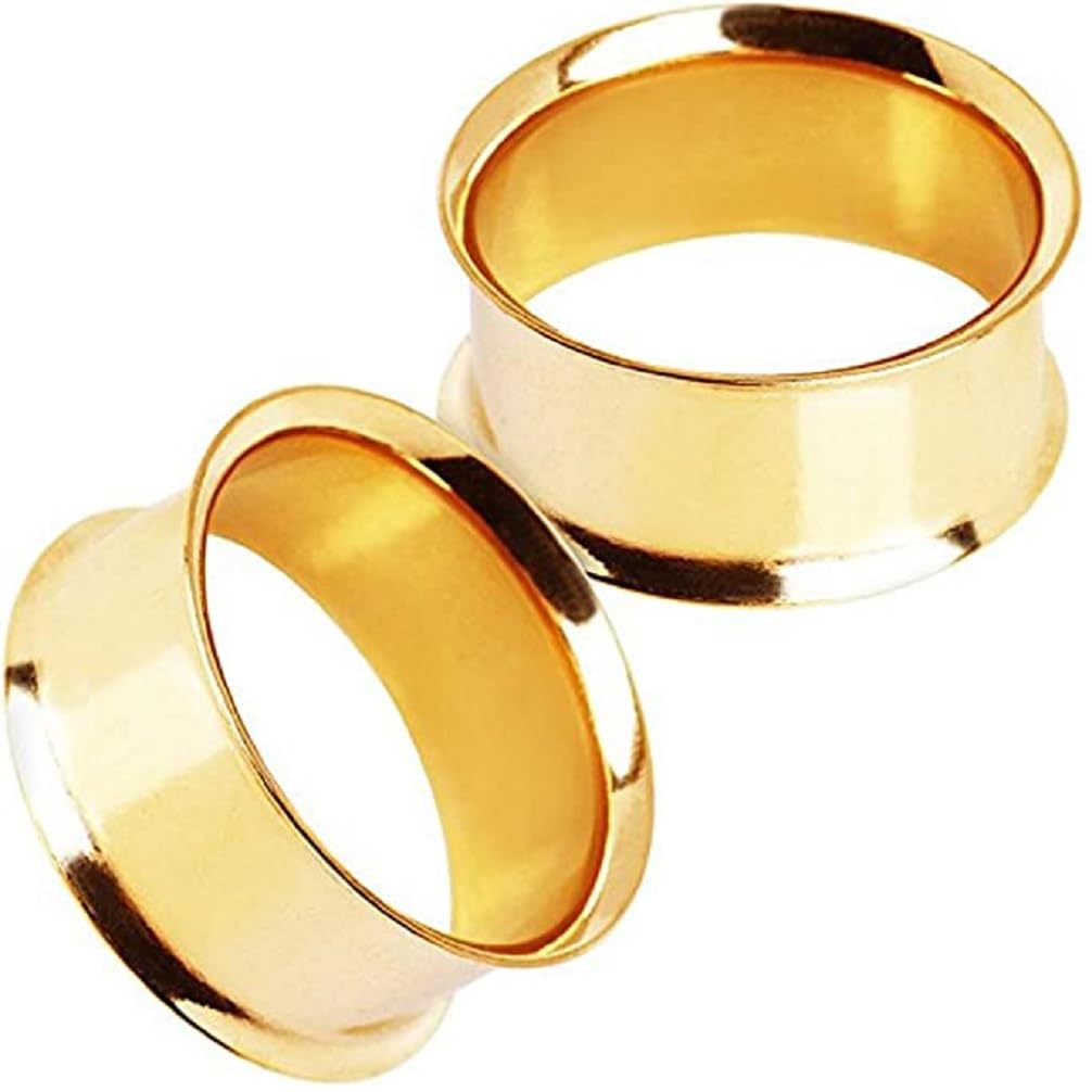 Pierced Owl Gold Plated Stainless Steel Double Flared Tunnel Plug Earrings, Sold as a Pair (12mm (1/2"))