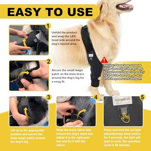 Dog Acl Brace Hind Leg — Red Light Therapy for Dogs Professional Edition Dog Knee Brace for Torn Acl Hind Leg Accelerated Wound Healing Suitable for Small Dogs（Black）— S