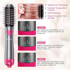 Brightup Blow Dryer Brush & Volumizer with Negative Ionic Technology, Detachable & Interchangeable Brush Head, Hair Dryer Brush for Curling, Smoothing & Styling, Heat Protective Glove Included