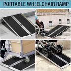 MOTORHOT 2ft Portable Wheelchair Ramp Non-Slip Aluminum Folding Handicap Home Steps Scooter Door Threshold Ramp for 2 inch -6 inch Step Heights 600 lbs Capacity 28in Wide,Black