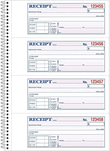 Adams Carbonless Receipt Book, 3-inch x 8-inch, 2-Part, 200 Sets/Book (SC1182)