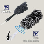2Pack Back Scrubber for Shower, Dual-Sided Loofah on a Stick as Shower Brush Exfoliating Body with Long Handle, Loofah Sponge Mens Loofah Bathing Accessories for Women (2Pack Black)