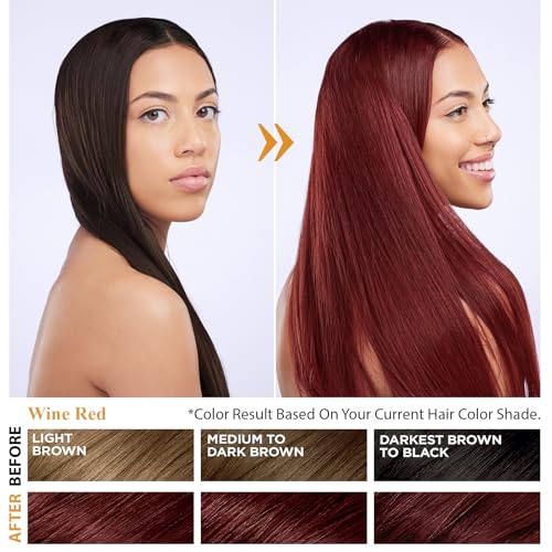 Wine Red Hair Dye Shampoo, 3 in 1 Argan Oil Hair Color Shampoo for Women & Men, Instant Red Shampoo Hair Dye for Gray Hair, Semi-Permanent Hair Color Lasts 4 Weeks, Salon-Quality, Easy to Use at Home