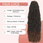 26 Inch Faux Locs Crochet Hair 7 Packs Soft Locs Crochet Hair Pre Looped Locs Hair Braids Goddess Locs Hair Ombre Brown Distressed New Locs for Women T30