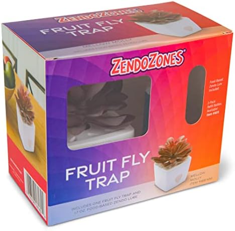 ZendoZones Fruit Fly Traps with Zendo Lure, 2-Pack Mellow Molly & Serene Sandy with Plastic White Base, Refillable and Reusable