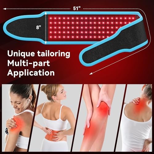 Red Light Therapy, 150 LEDs Portable Red Light Therapy Belt with Wireless Rechargeable Controller, 660nm & 850nm Infrared Light Therapy for Body, Waist Back Muscle Pain Relief (Black)