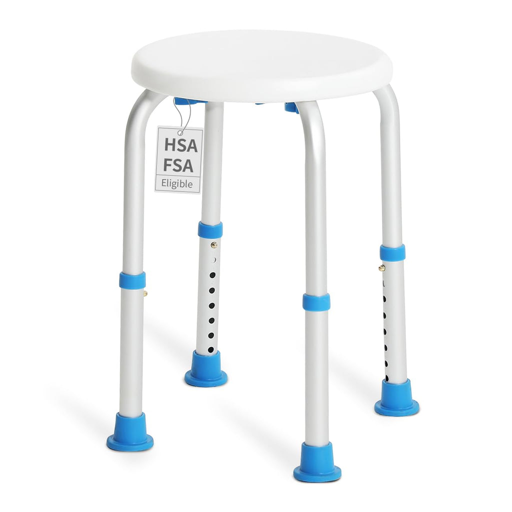 SOUHEILO Adjustable Shower Chair for Inside Shower, HSA/FSA Eligible Round Shower Stool for Inside Bathtub, Tool-Free Shower Seat for Elderly/Senior/Disabled/Pregnant