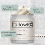 Tallow Baby Balm for Delicate Skin – All-Natural Moisturizing & Soothing Cream – Grass Fed Beef Tallow, Organic Jojoba & Vitamin E
