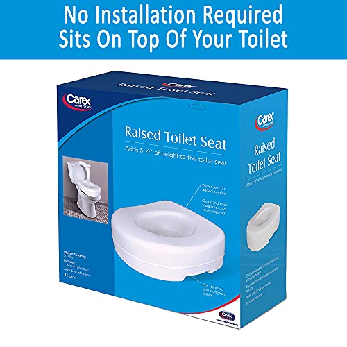 Carex Toilet Seat Riser, 5.5 Inch, Toilet Seat Risers for Seniors, Raised Toilet Seat, Supports 300lbs, Slip-Resistant, Toilet Riser, Elevated Toilet Seats