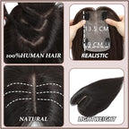 Hair Toppers for Women Real Human Hair, 360° 3D Human Hair Toppers for Women with Thinning Hair Upgrade Middle Part Clip in Bangs Hair Topper Hair Pieces for Women Daily (Mocha Brown, 18 Inch)
