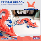 Large 3D Printed Dragon,24 Inch 3D Dragon Toys,Bigger Fidget Crystal Animals Toys, 3D Printed Articulated Animals for Home Office Car Desk Decor (Red White Blue, 24 inch)