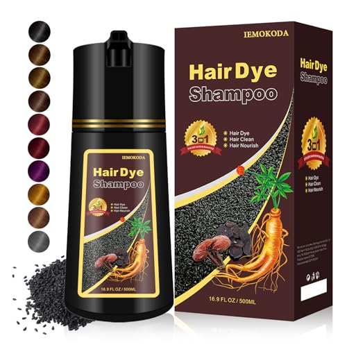 Wine Red Long-Lasting Hair Dye Shampoo, Burgundy 3 in 1 Hair Color Shampoo for Men & Women - 16.9 Fl Oz
