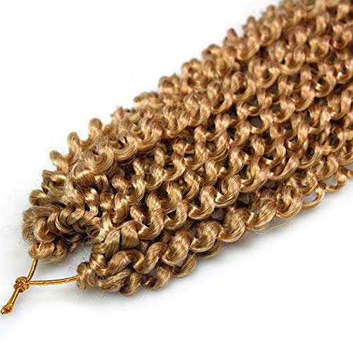 Dorsanee Ombre Blonde Passion Twist Hair 18 Inch 7 Packs Water Wave Crochet Hair Long Bohemian Curly Braiding Hair for Butterfly Locs, Faux Locs, Boho Style Spring Twist Crochet Braids (27/613#)