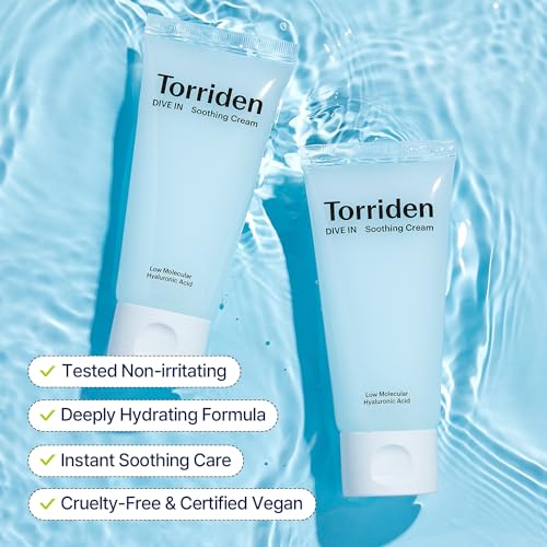 Torriden DIVE IN Hyaluronic Acid Soothing Cream Tube Type 100ml (3.38 fl. oz) | Revitalizing Facial Moisturizer for Sensitive and Dry Skin | Hyaluronic Acid, Panthenol, Allantoin