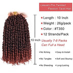 Leeven 8 Packs 10 Inch Ombre Ginger Passion Twist Hair for Women Copper Red Bomb Pre Twisted Water Wave Crochet Braids Hair Pre Looped Curly Bohemian Synthetic Braiding Hair Extensions 12 Strands/Pack