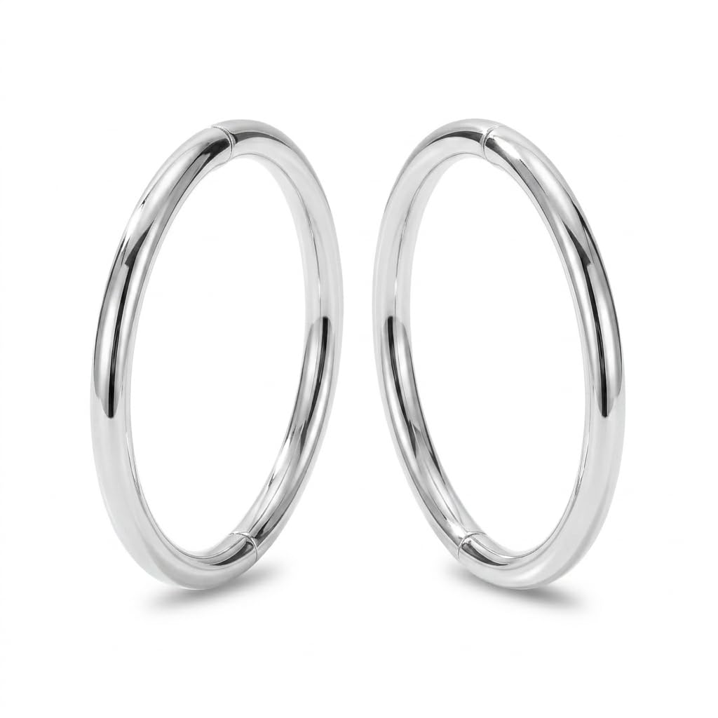 (8mm) 925 Solid Sterling Silver Australian Made Hinged Sleeper Earrings Nose Lip Septum Tragus Hoop Segment Ring Nickel Free Hypoallergenic