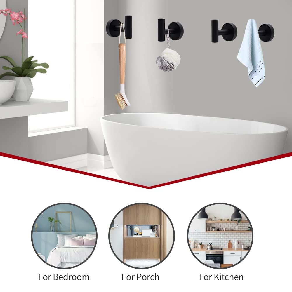 5pcs Bathroom Hardware Set, Matte Black Bathroom Hardware Set, Including 16" Hand Towel Bars, Toilet Paper Holders, Towel Rings, Robe Towel Hooks