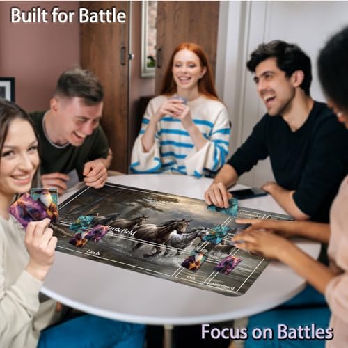 for MTG Game Playmat, for Magic TCG Rubber Play mat,Tabletop Card Playmats with Smooth Surface,Trading Card Inked Game Mat with New Zones,Battle Game,Horses in River