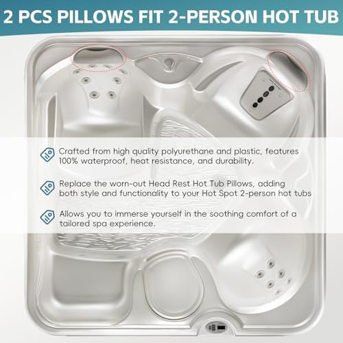 2 Pack 77444 Grey Pillow Replacement for Hot Spring/Hot Spot Watkins Hot Tub 2015-2019 Spa Model, Hot Tub Spa Head Rest Pillows Fits Hot Spot Relay Rhythm SX Tempo TX Spa Neck Pillow