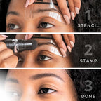 Dual-Color Eyebrow Stamp Stencil Kit with 5 Reusable Eyebrow Stencils for Professional Brow Stamping Shaping Kit and Instant Long Lasting Filling and Waterproof Tinting Definer