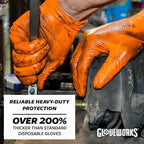 GLOVEWORKS HD Orange Nitrile Gloves, 8 mil Nitrile Disposable Gloves with Raised Diamond Texture, Mechanic Gloves Disposable