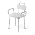 Shower Chair for Inside Shower,Bath Chair with Arms and Back,Aluminum Shower Stool for Tub,Slip Resistant Shower Bench,Height-Adjustable Shower Seat with Handles for Seniors,Neutral Gray