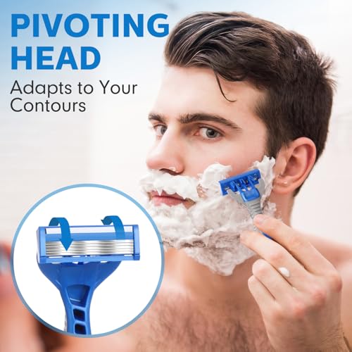 32 Pcs Disposable Razors for Men Bulk 5-blade Disposable Razors Men's Razor Comfort Head Long-blade Sensitive Skin Razor for Hotel Travel Spa Gift