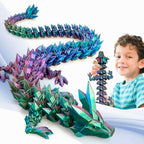 Large 3D Printed Dragon,24 Inch 3D Dragon Toys,Bigger Fidget Crystal Animals Toys, 3D Printed Articulated Animals for Home Office Car Desk Decor(Blue Green Purple)