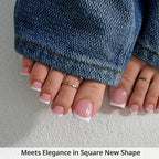 BTArtbox Press On Toenails - Lamp-Curable Real Square Toe Nail Press Ons with Glue for Women, Semi-Transparent French Tip Fake Toe Nail Tips in 15 Sizes - 30 Toenails Kit, Ma'am