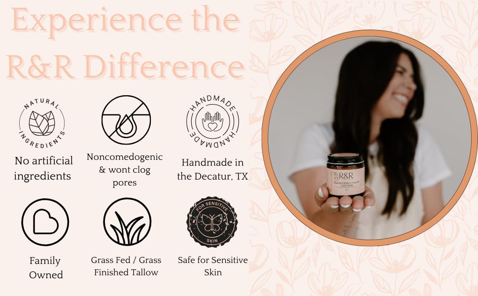 Tallow Cleansing Balm- All Natural Make-Up Remover Oil Based Cleanser. 100% Grass Fed Beef Tallow for Skin Care - 2 FL. oz