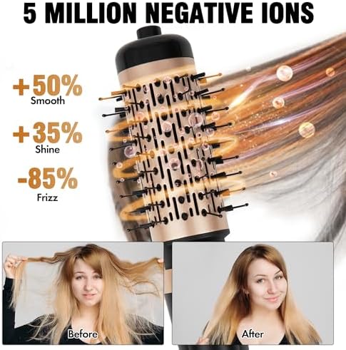DAILYLIFE Rotating Hair Dryer Brush, Spinning Hair Dryer Brush with 2 Brushes (1.5" & 2"), Ionic Technology, Less Damage & Less Frizz