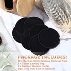 Foaincore 40 Pcs Reusable Makeup Remover Pads with Mesh Laundry Bag Washable Bamboo Cotton Rounds Soft Reusable Face Pad for Toner Skin Types with Bamboo Holder(Black)