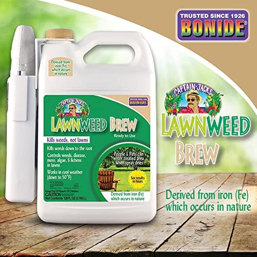 Bonide Captain Jack's Lawnweed Brew, 128 oz Ready-to-Use Spray with Power Wand, Fast-Acting Formula Controls Weeds, Moss, Algae, Lichens & Disease