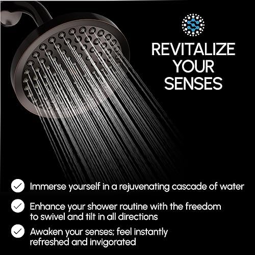 Luxury Spa Series: Bronze Rain Shower Head, 6-Inch Round Rain Showerhead with 360 Tilt, Experience Rainfall with MAXX Comfort and Elegance (Oil Rubbed Bronze)