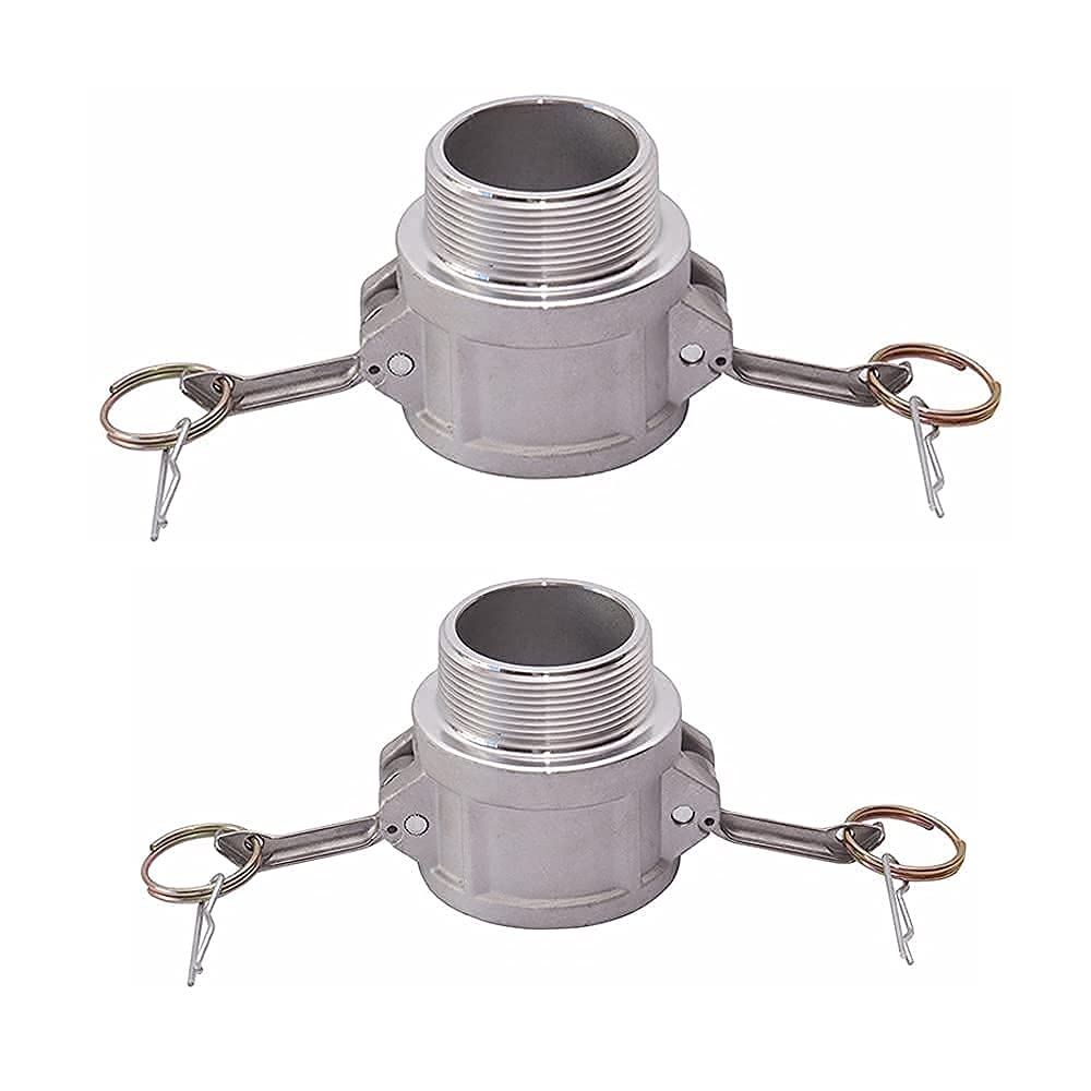 Quafwia 2 pcs Aluminum cam lock fittings (2" Part B) cam groove hose fitting camlock fittings, Male Adapter Female NPT Thread camlock fitting (2'')