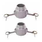 Quafwia 2 pcs Aluminum cam lock fittings (2" Part B) cam groove hose fitting camlock fittings, Male Adapter Female NPT Thread camlock fitting (2'')