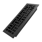 Howeall 4x12 Inches Heavy Duty Walkable Floor Register Easy Adjust Air Supply Lever Floor Vents - Seattle Design - Vent Cover for Home Floor - Matte Black