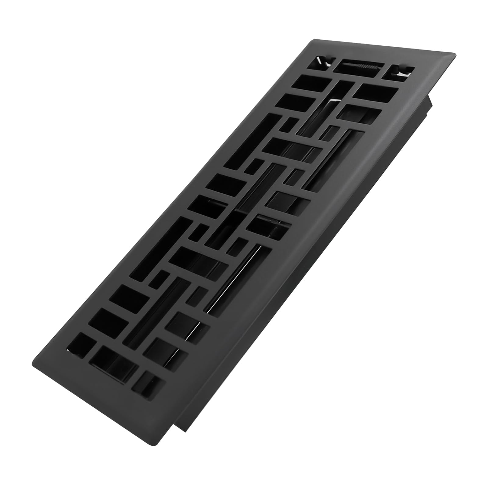 Howeall 4x12 Inches Heavy Duty Walkable Floor Register Easy Adjust Air Supply Lever Floor Vents - Seattle Design - Vent Cover for Home Floor - Matte Black