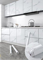Glossy Marble Paper Granite Gray/White Wallpaper Peel and Stick Wallpaper Self Adhesive Removable Wallpapers 15.8″ ×197″ Waterproof Countertop Paper for Cabinet Countertop Furniture Kitchen Viny Film