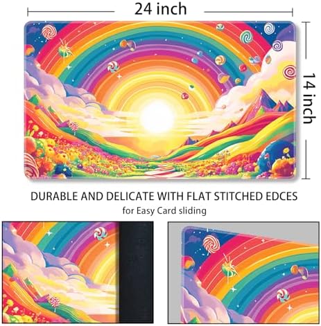 MTG Playmat Magic Card Playmat Game Mat,TCG & CCG Card Games Mat with Free Storage Bags Size 24 x 14 Inches (No with Zones,Sun3)