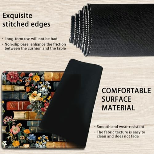 Playmats for Magic: The Gathering MTG Card Game Mat Plus 50 Pcs Card Sleeves, 24 x 14 inch TCG Mat with Stitched Edge for Commander Deck Duskmourn Board Game, Books and Flowers